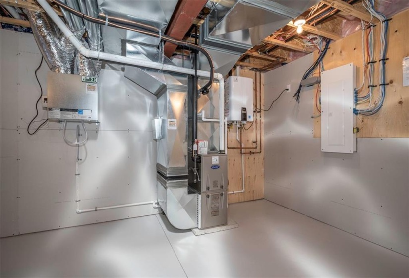 Mechanical area with high end furnace/AC and hot water on demand system