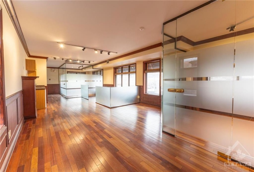 Foyer overlooking offices and reception/open offices