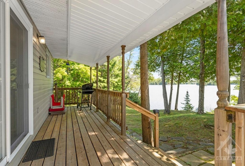To enjoy rainy days outdoors, you can sit under covered part of the deck