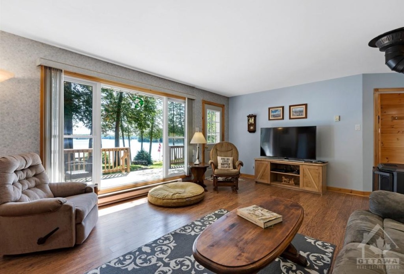 Living room overlooks the lake