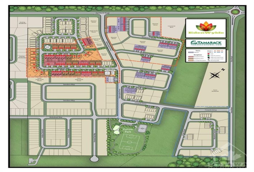 Site Map Edenwylde April 2023. Green dots represent available units.