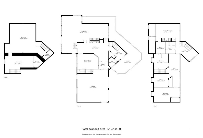 Floor plans including the deck on the one side of the house.
