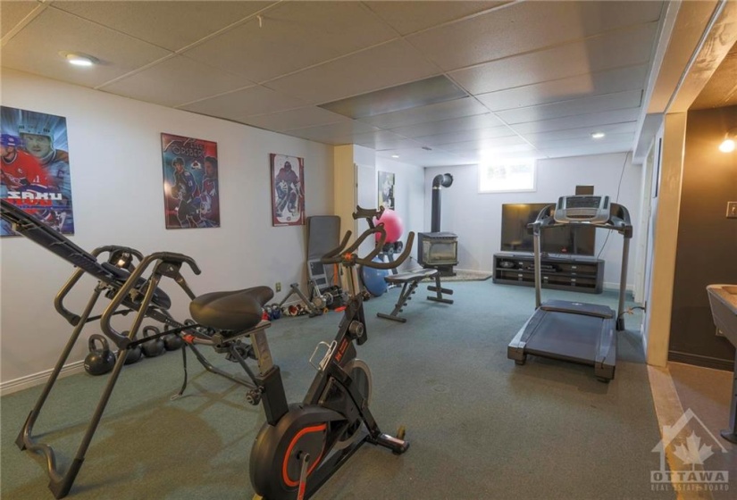 Check out this full gym in the basement