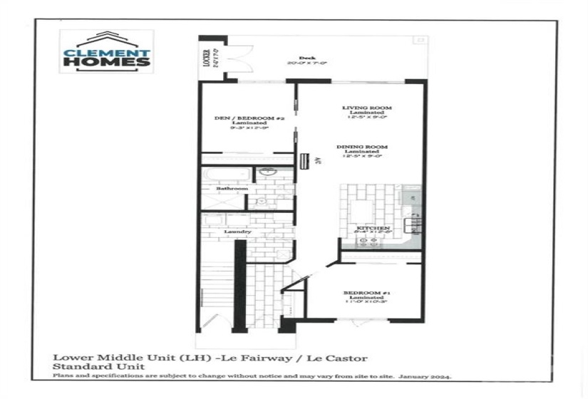 Floor plan Fairway Lower middle unit