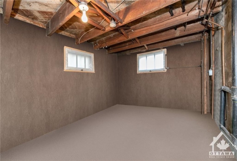 Basement virtually emptied to show the space without tenant possessions. Photos from previous listing.