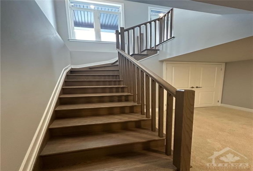 Hardwood basement staircase