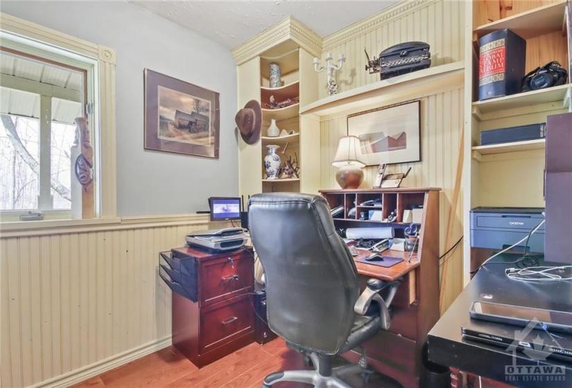 convenient office that could be made into a powder room