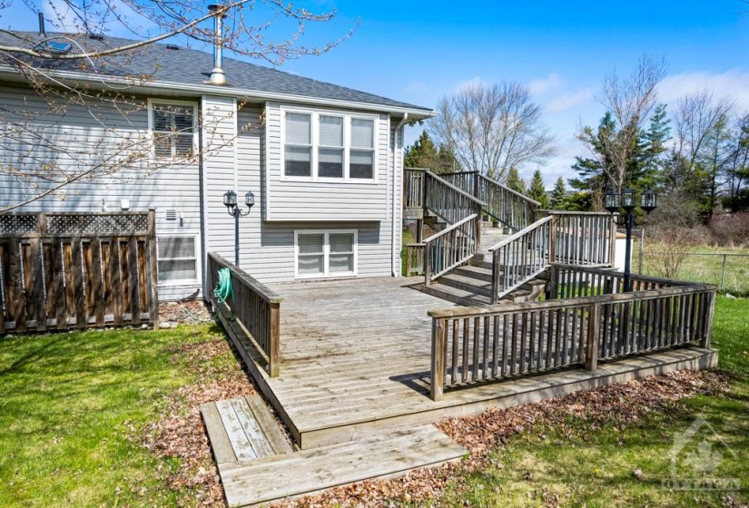 Large deck for summer BBQ.