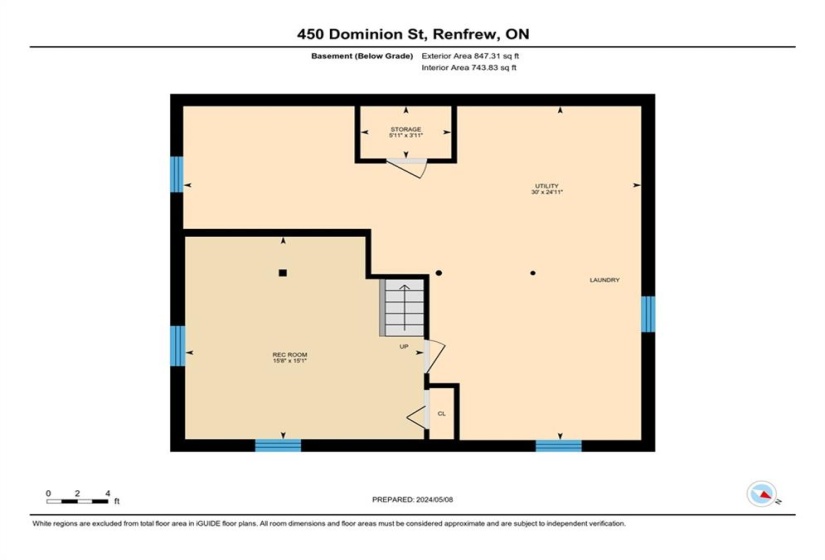 Basement Floorplan.  Includes Laundry, Workshop and Utility Areas.
