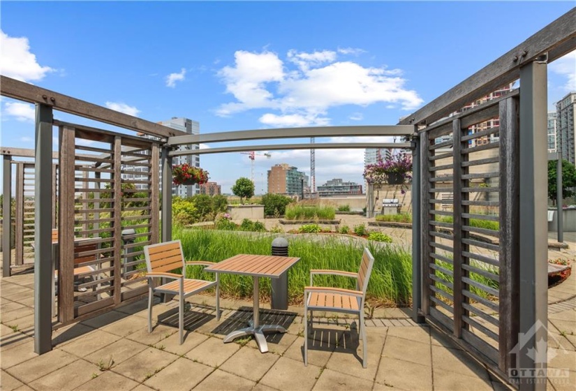 Private seating on the rooftop terrace.