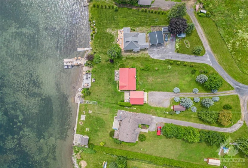 Aerial view of property - red roof buildings are 9 Shoreline.