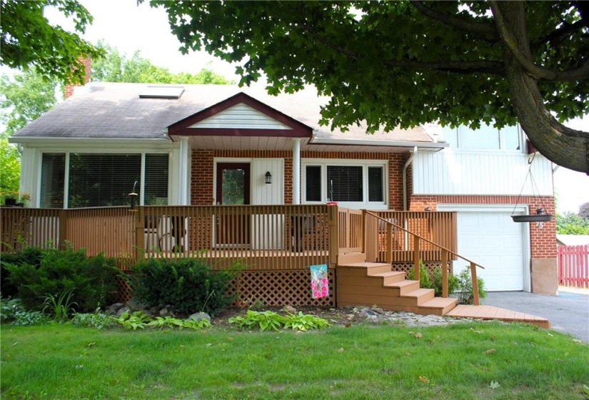 Front of home shaded by 2 beautiful maples