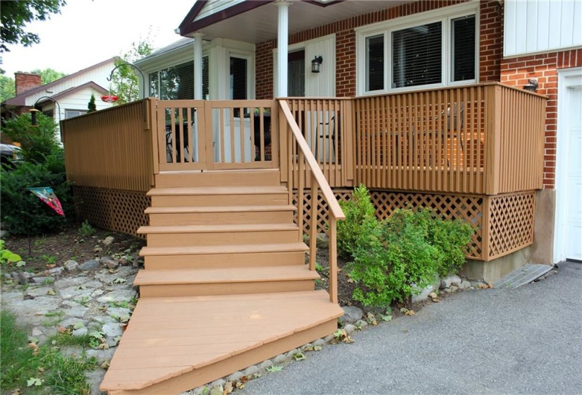 Freshly painted Deck shaded by beautiful Maples