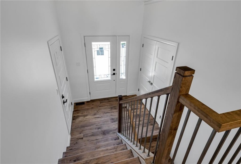 View of front entrance from main floor level.