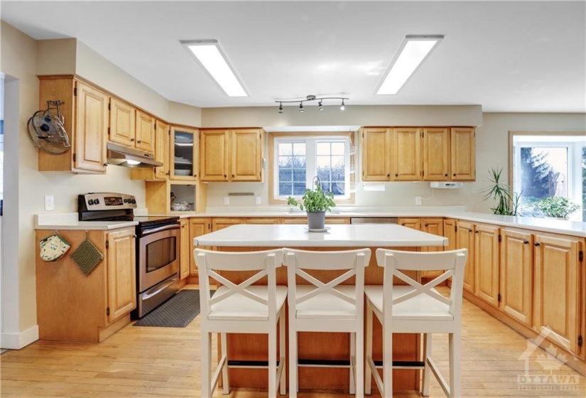 Large eat-in kitchen with tons of cabinets and storage