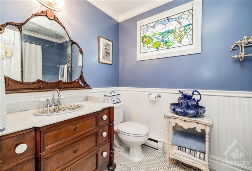 3 piece bathroom on walkout level - with antique clawfoot bathtub