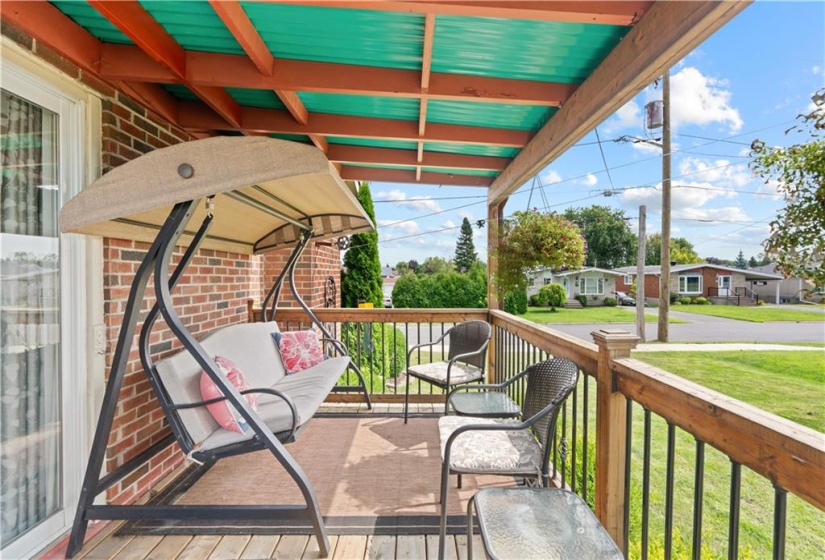 Covered patio with southern exposure.