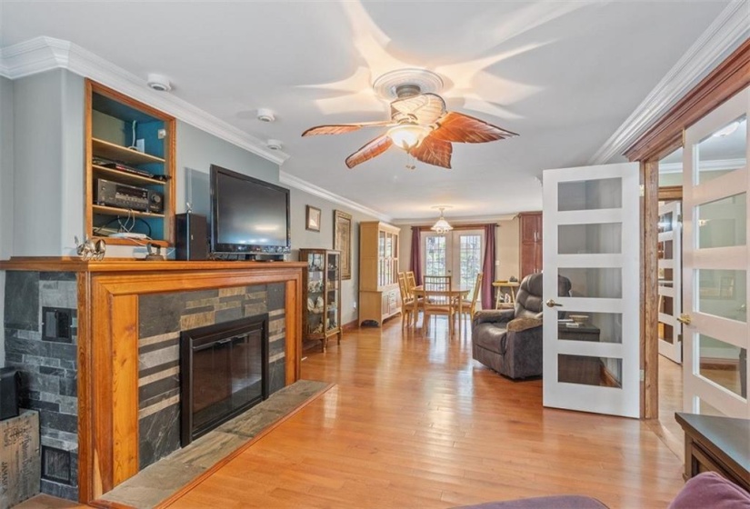 Living room and fireplace