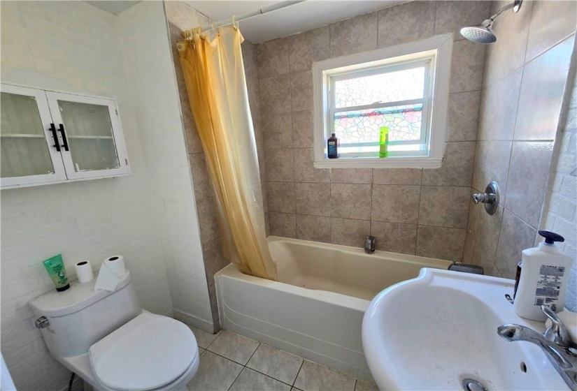 An updated main bathroom on the second floor.