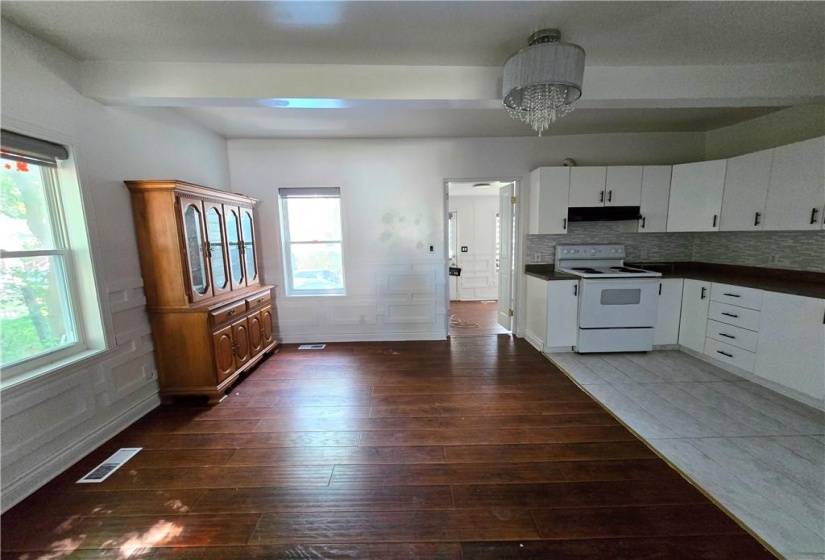 This is a view of the open concept kitchen and dining room.