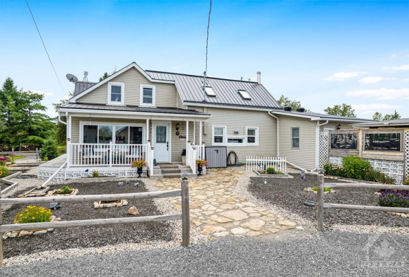 Landscaped entry to home