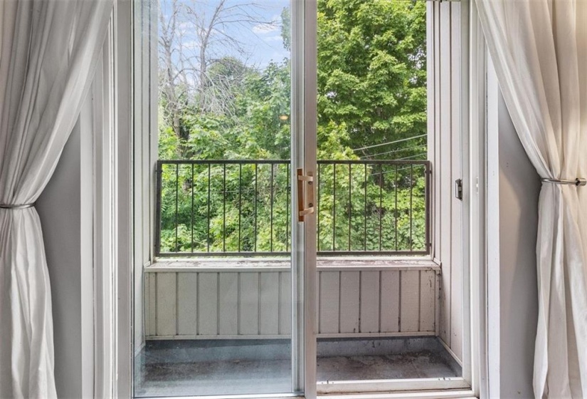 Juliette balcony with wooded view