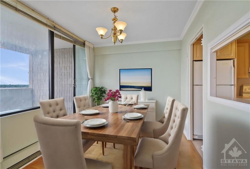 Staged dining room