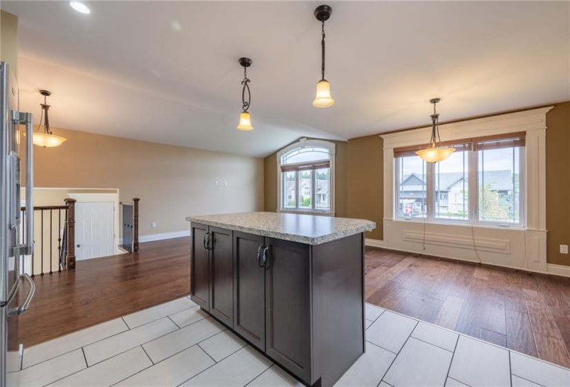 kitchen overlooking living and dining