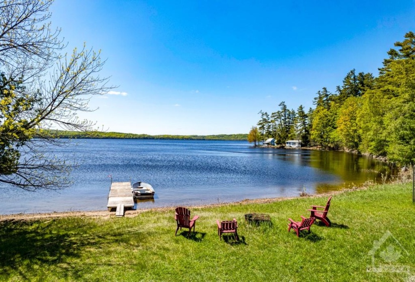 Sandy beach with dock for summer fun