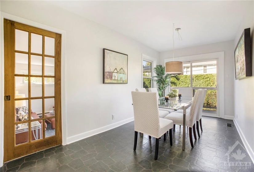 Dining with door to family room