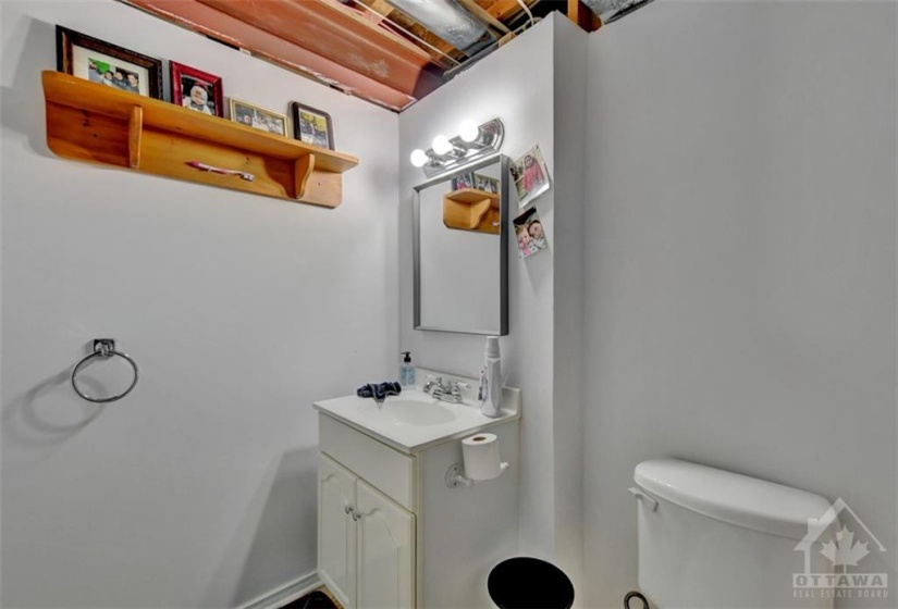 Lower level powder room