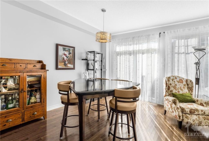 Dining area with patio doors to rear yard