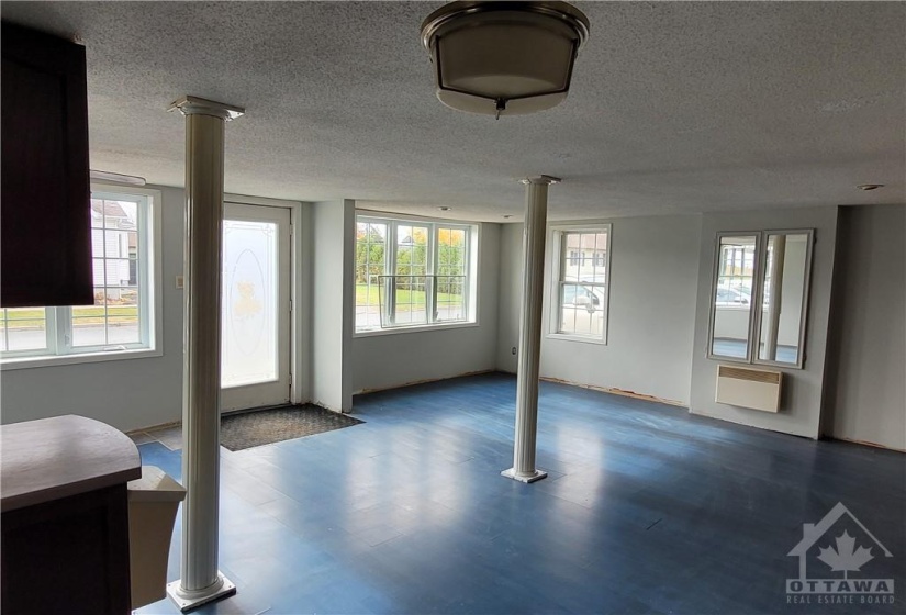 View from the kitchen toward the living room area.