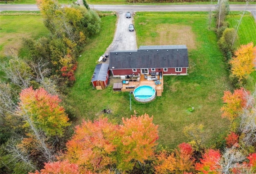 Arial view of the back of the home