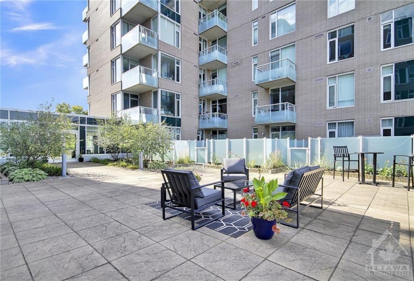 Beautiful large shared outdoor patio space.