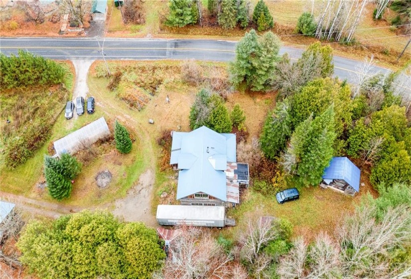 Overhead view of House Greenhouse and Bunkie