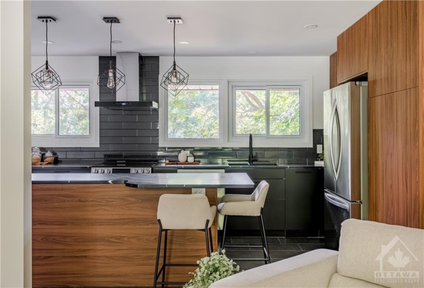 View from Living Room - Magazine Worthy Modern Kitchen