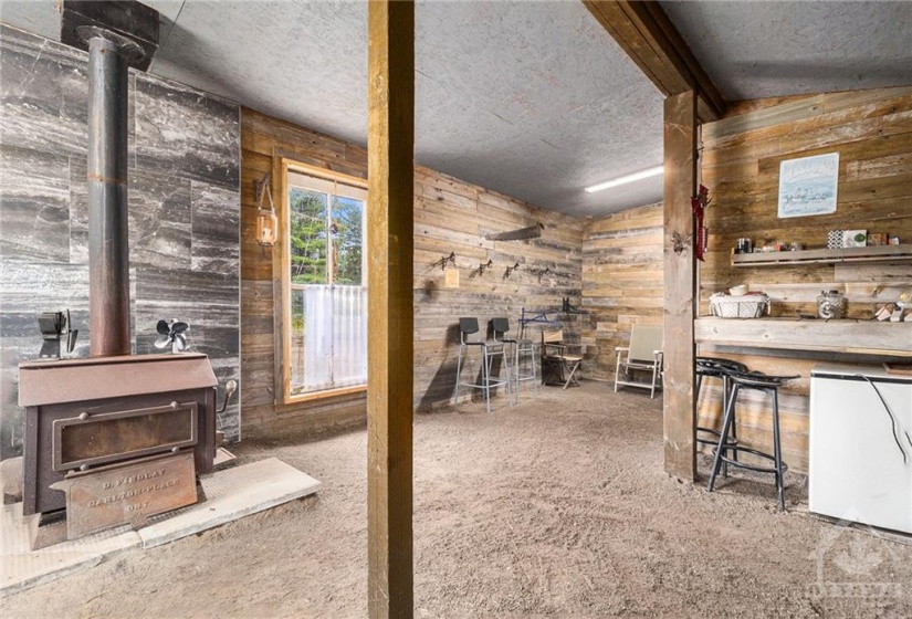 Wood Stove & Bar in Barn