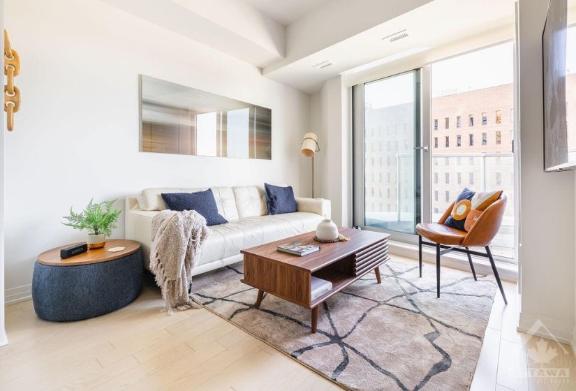 Bright space with large patio door.